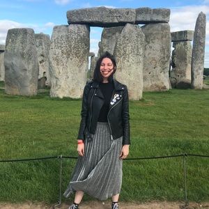 Silver pleated maxi skirt